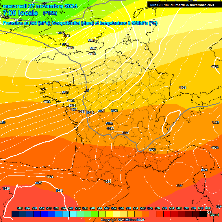 Modele GFS - Carte prvisions 