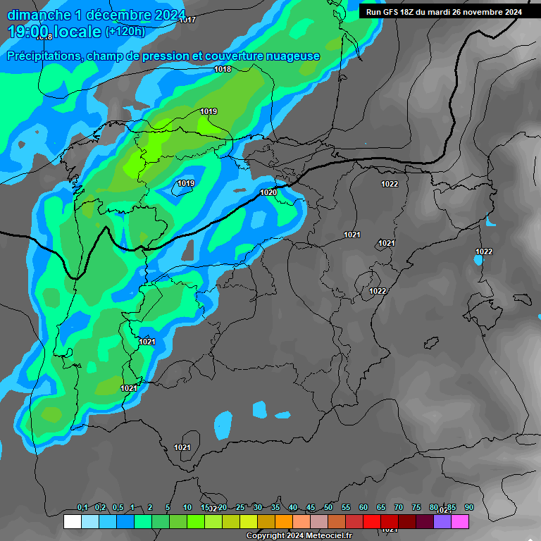 Modele GFS - Carte prvisions 