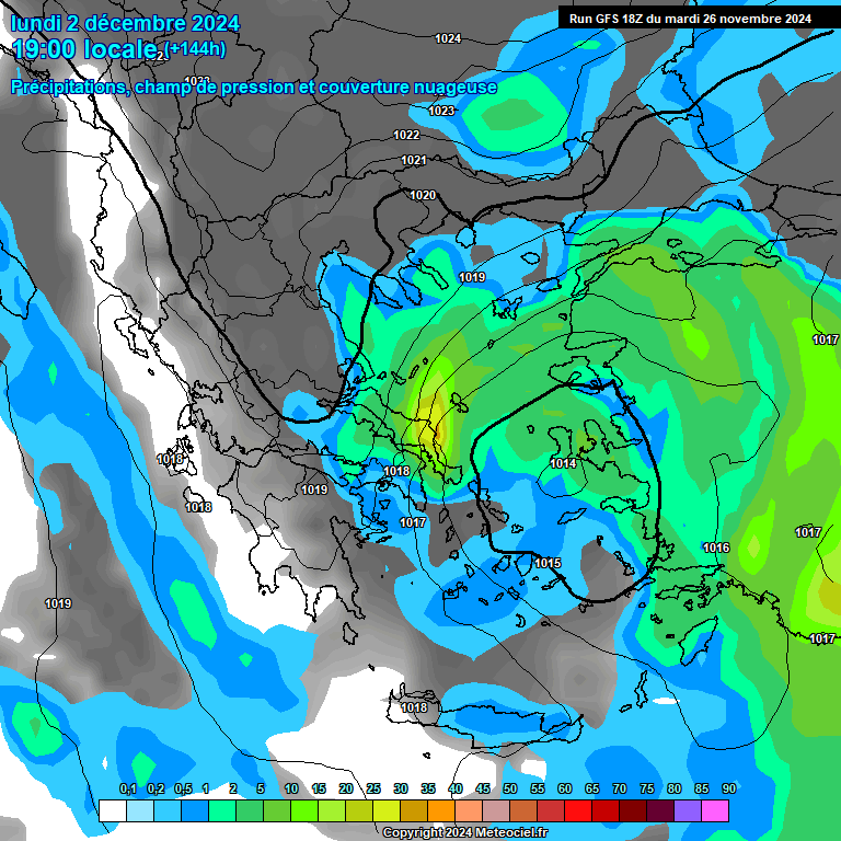 Modele GFS - Carte prvisions 