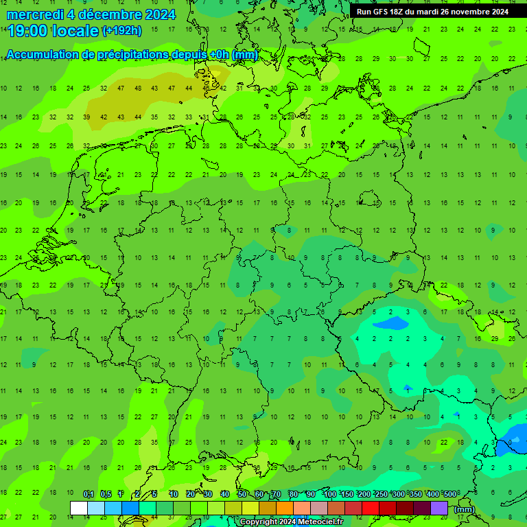 Modele GFS - Carte prvisions 