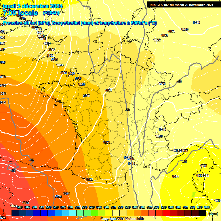 Modele GFS - Carte prvisions 