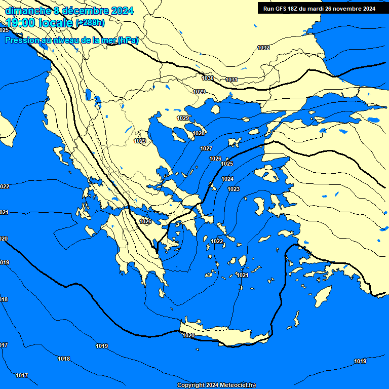 Modele GFS - Carte prvisions 