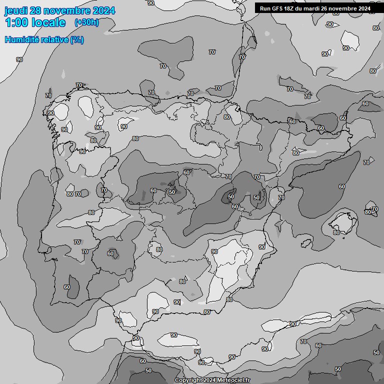 Modele GFS - Carte prvisions 