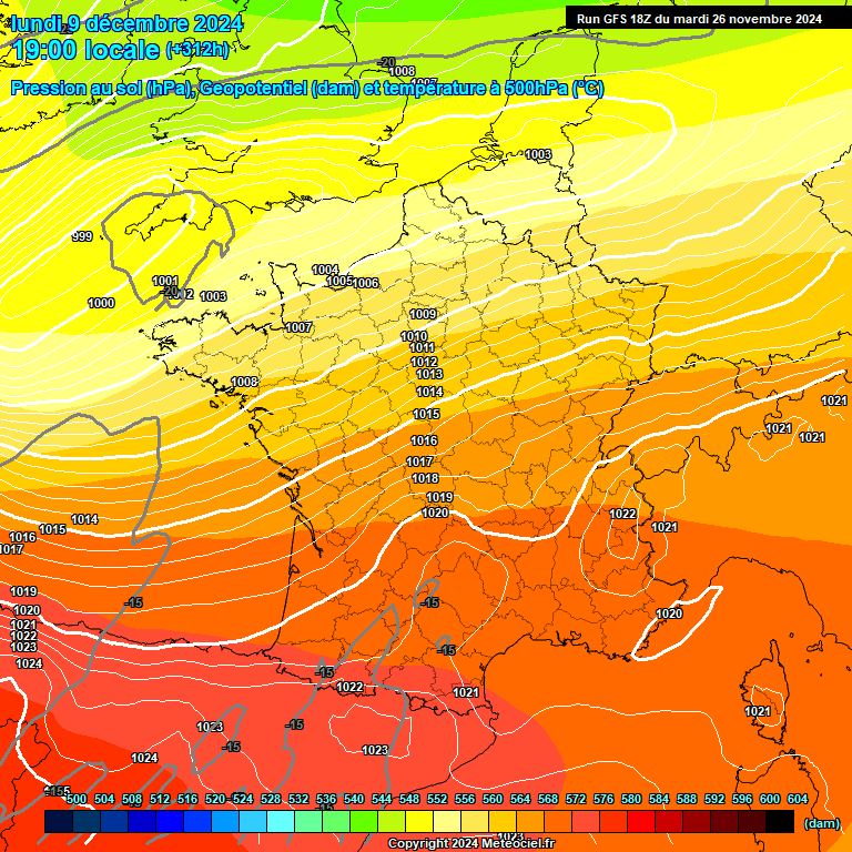 Modele GFS - Carte prvisions 