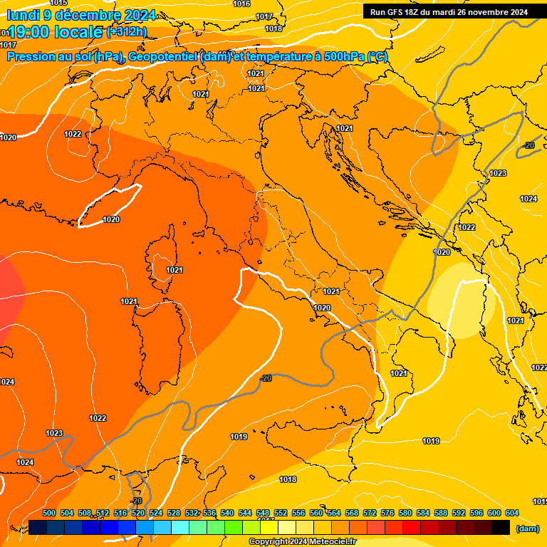 Modele GFS - Carte prvisions 