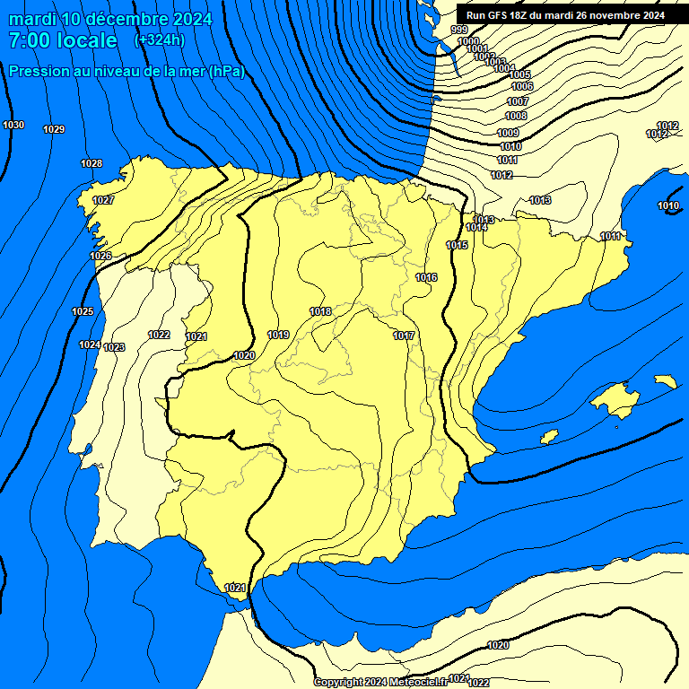 Modele GFS - Carte prvisions 