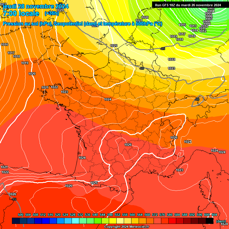 Modele GFS - Carte prvisions 