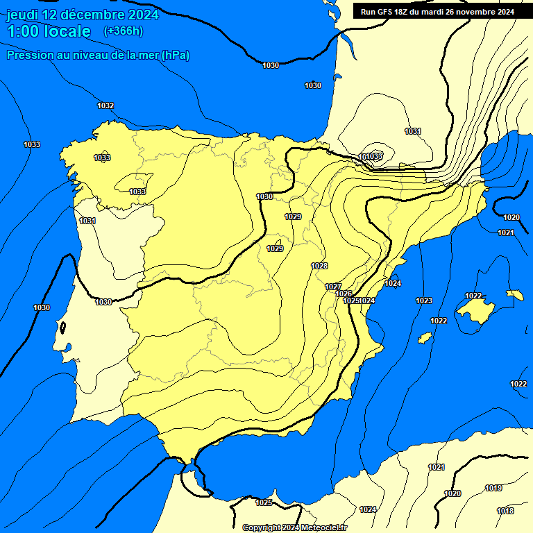 Modele GFS - Carte prvisions 