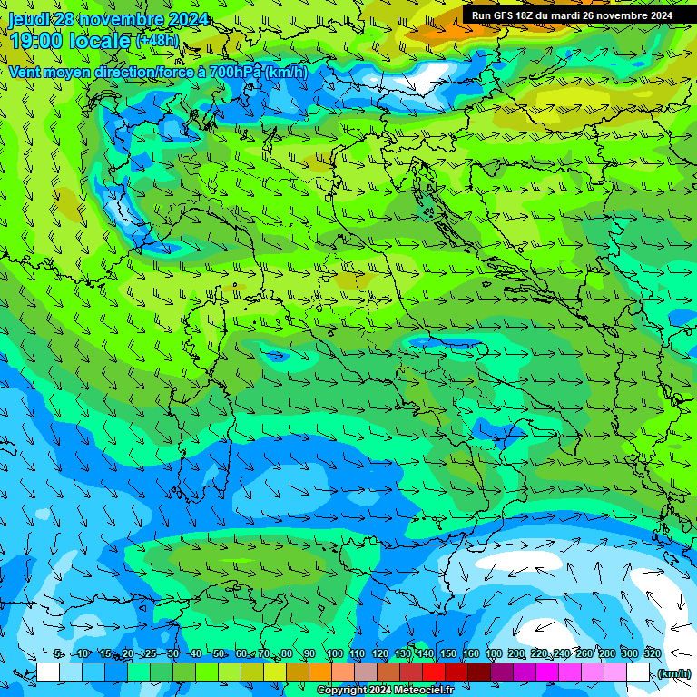 Modele GFS - Carte prvisions 