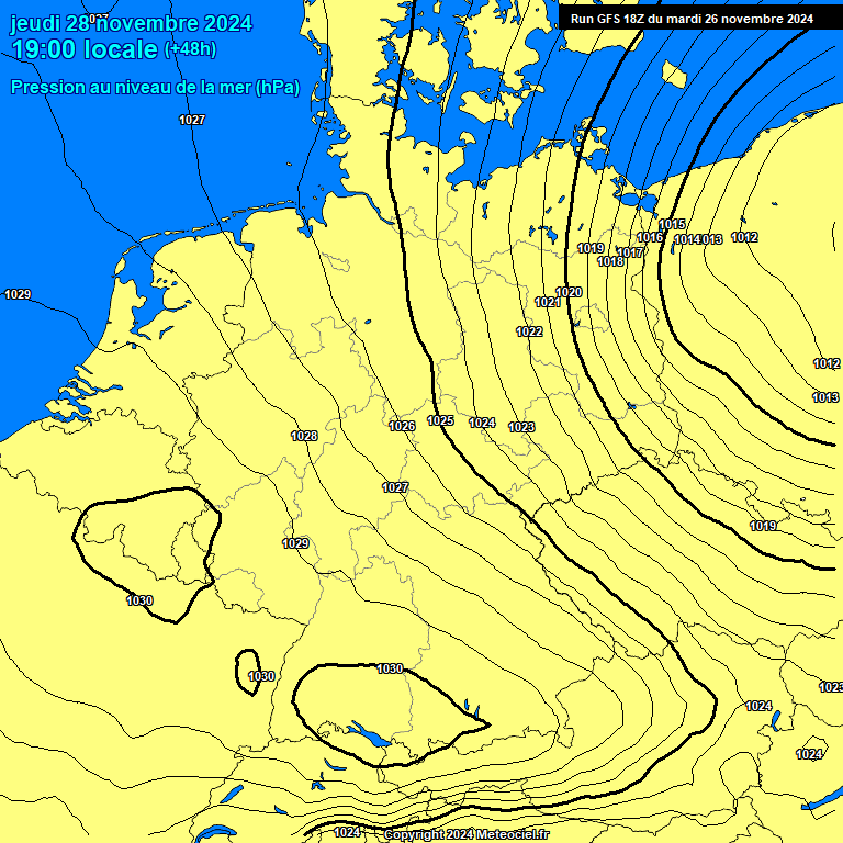 Modele GFS - Carte prvisions 