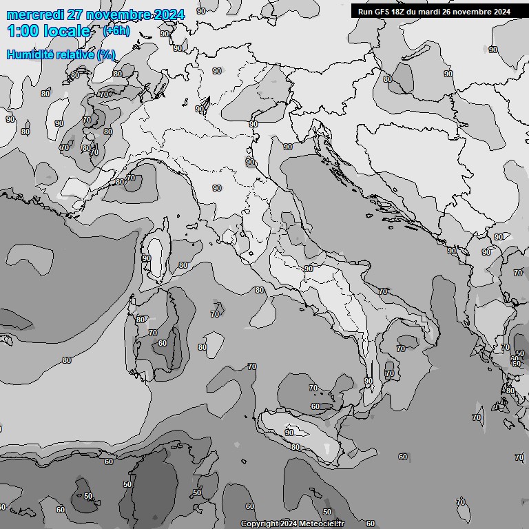 Modele GFS - Carte prvisions 