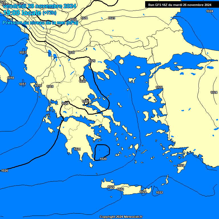 Modele GFS - Carte prvisions 