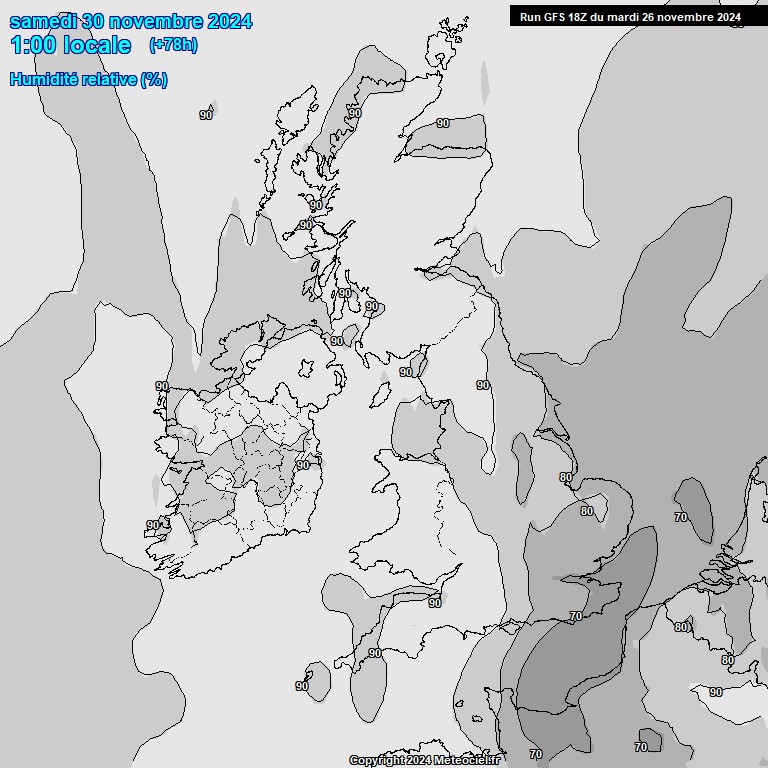 Modele GFS - Carte prvisions 