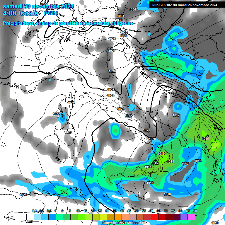 Modele GFS - Carte prvisions 