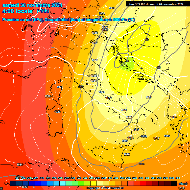 Modele GFS - Carte prvisions 