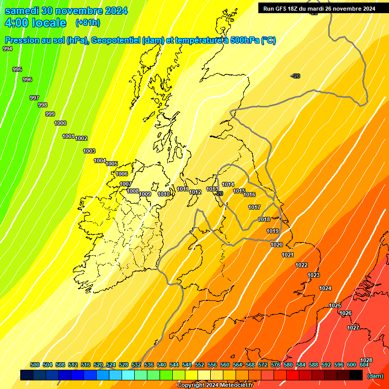 Modele GFS - Carte prvisions 