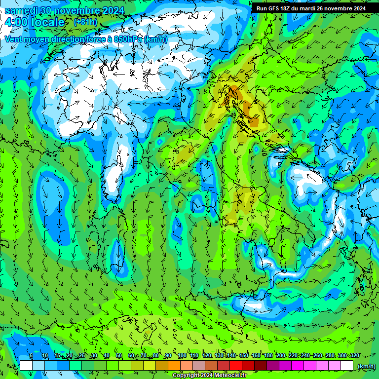 Modele GFS - Carte prvisions 