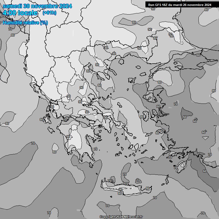 Modele GFS - Carte prvisions 