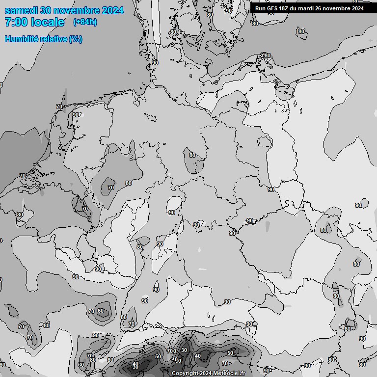 Modele GFS - Carte prvisions 