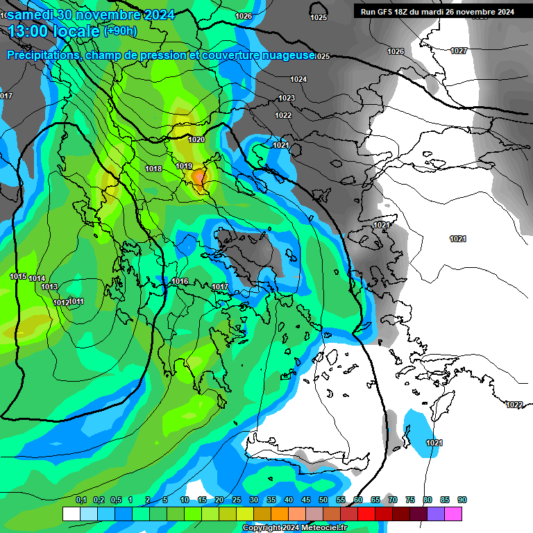 Modele GFS - Carte prvisions 