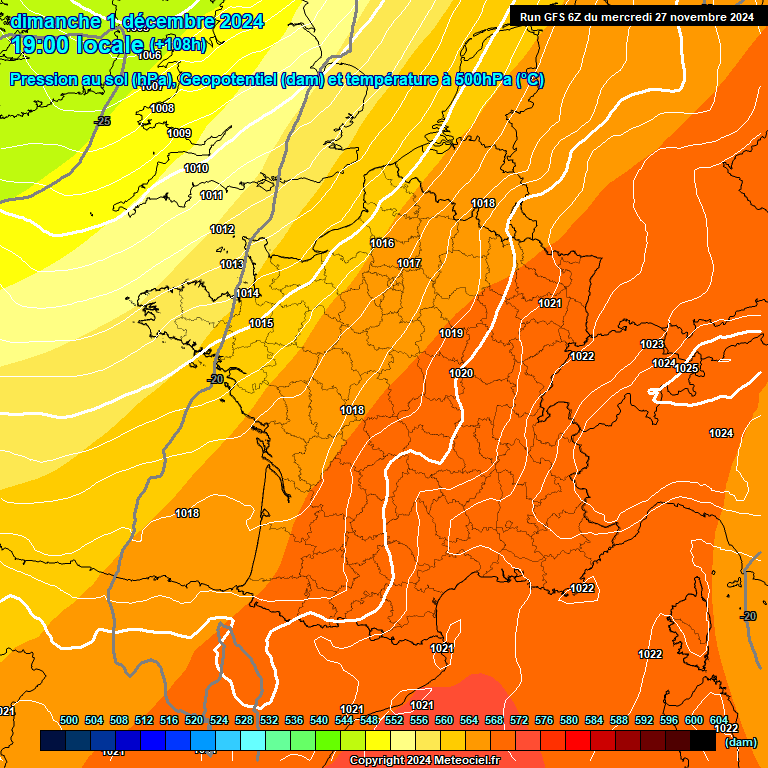 Modele GFS - Carte prvisions 