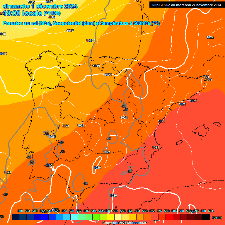 Modele GFS - Carte prvisions 