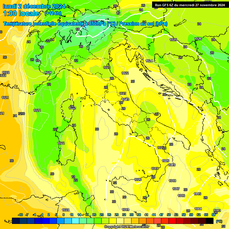 Modele GFS - Carte prvisions 