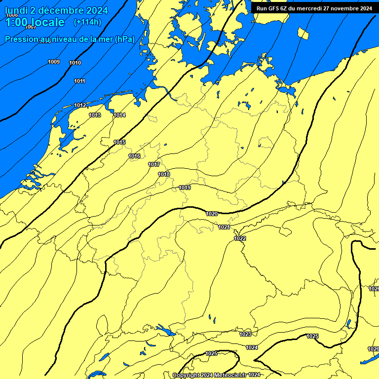 Modele GFS - Carte prvisions 