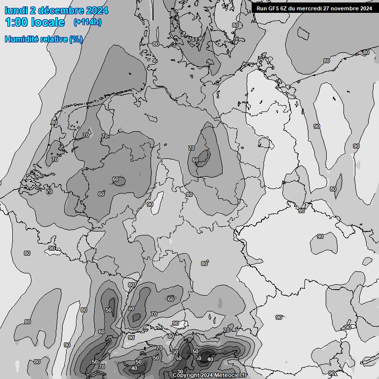 Modele GFS - Carte prvisions 