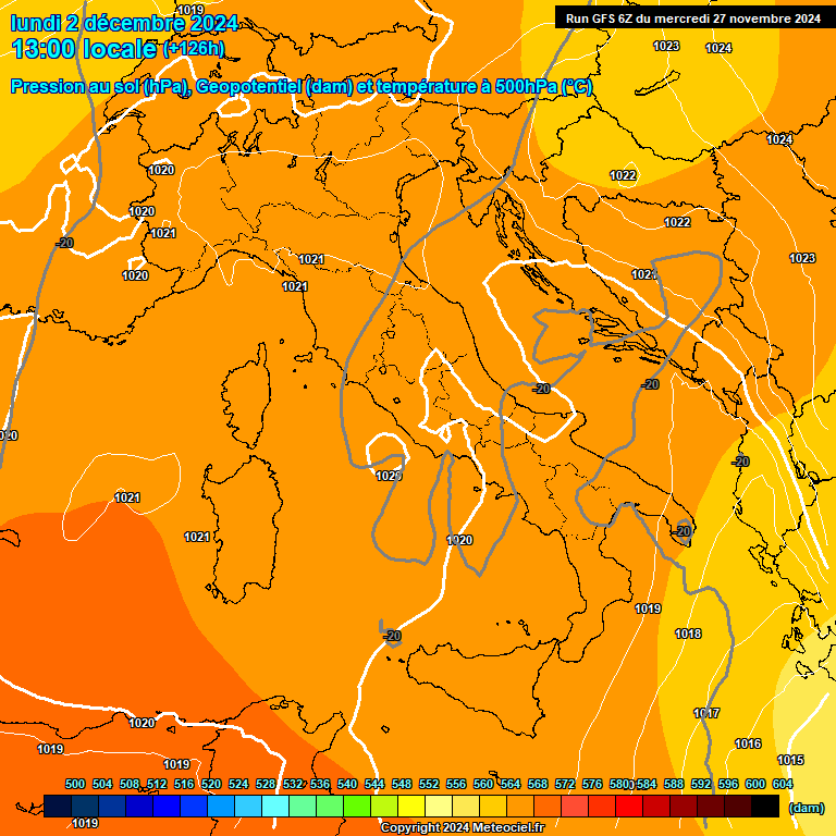 Modele GFS - Carte prvisions 