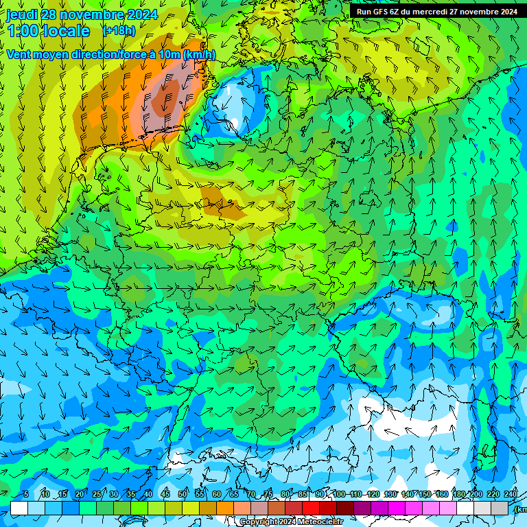 Modele GFS - Carte prvisions 