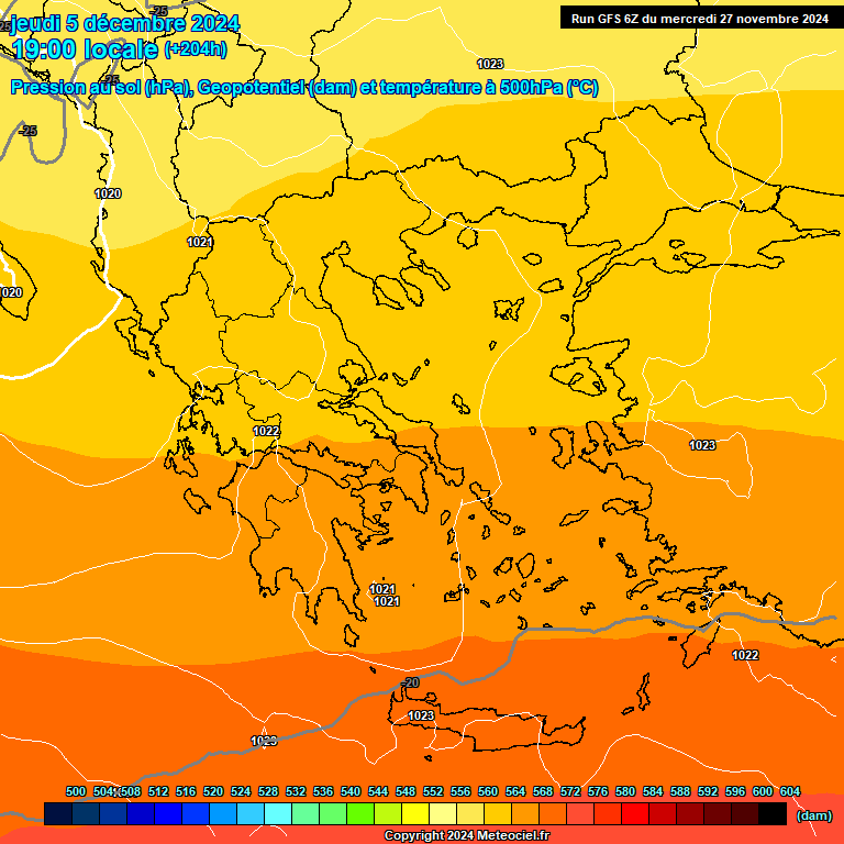 Modele GFS - Carte prvisions 