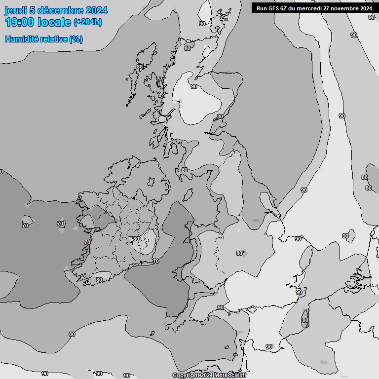 Modele GFS - Carte prvisions 