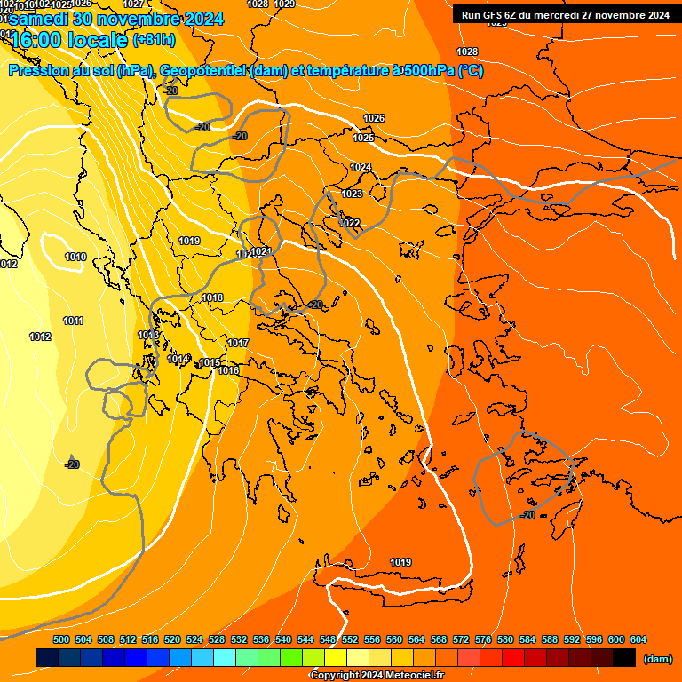 Modele GFS - Carte prvisions 