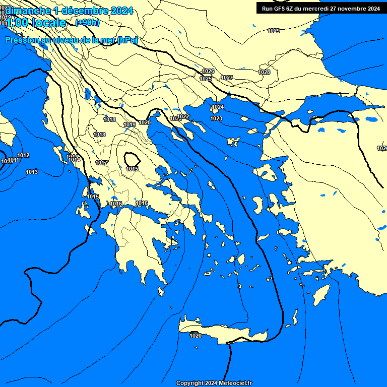 Modele GFS - Carte prvisions 