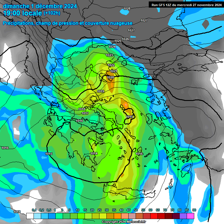 Modele GFS - Carte prvisions 