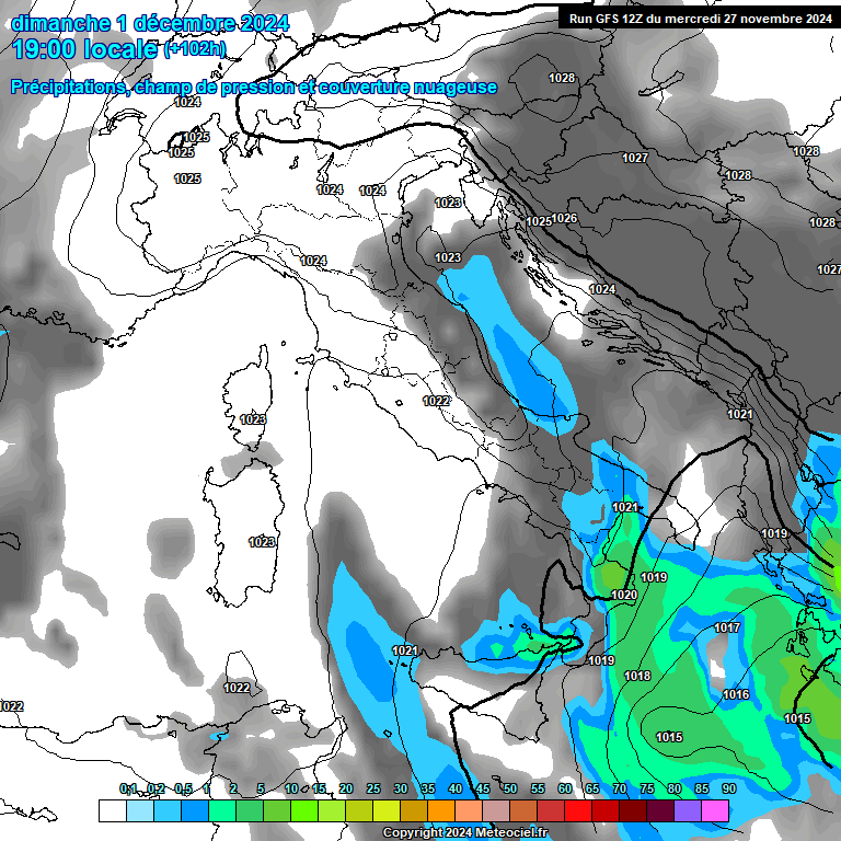 Modele GFS - Carte prvisions 