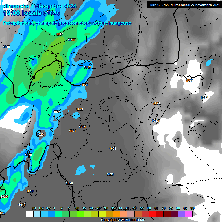 Modele GFS - Carte prvisions 