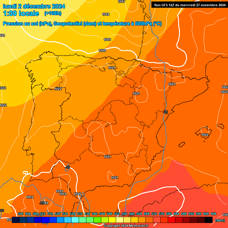 Modele GFS - Carte prvisions 