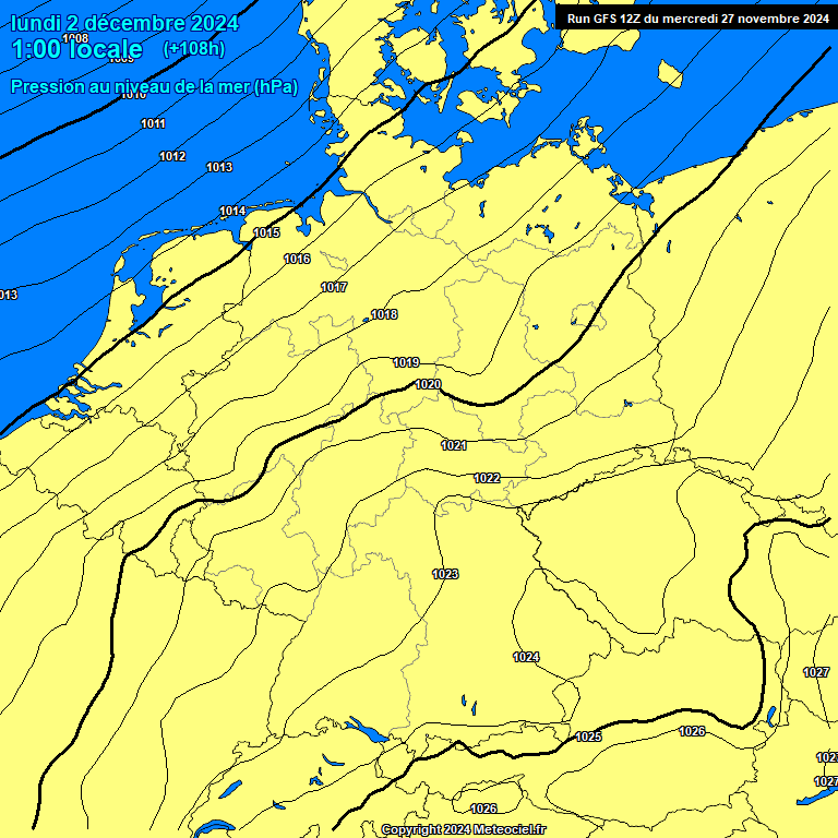 Modele GFS - Carte prvisions 