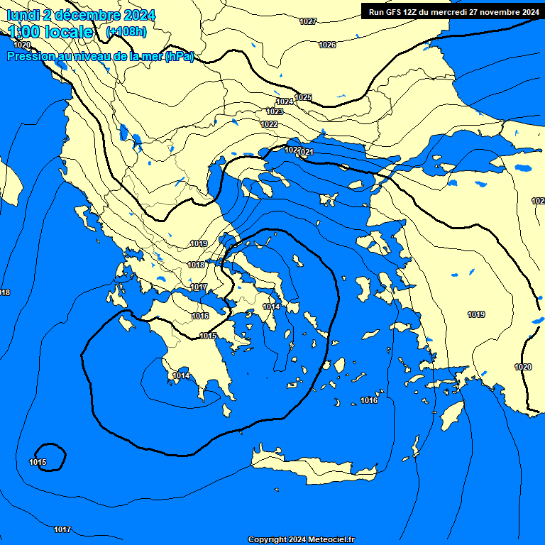 Modele GFS - Carte prvisions 