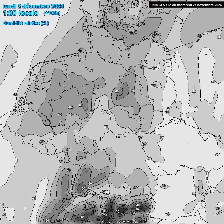 Modele GFS - Carte prvisions 