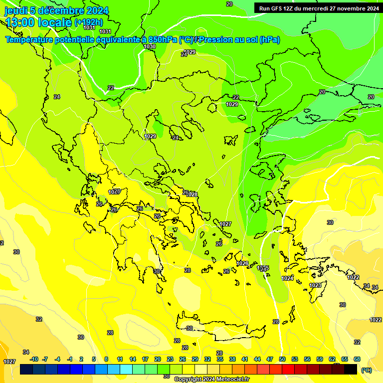 Modele GFS - Carte prvisions 