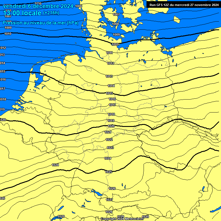 Modele GFS - Carte prvisions 