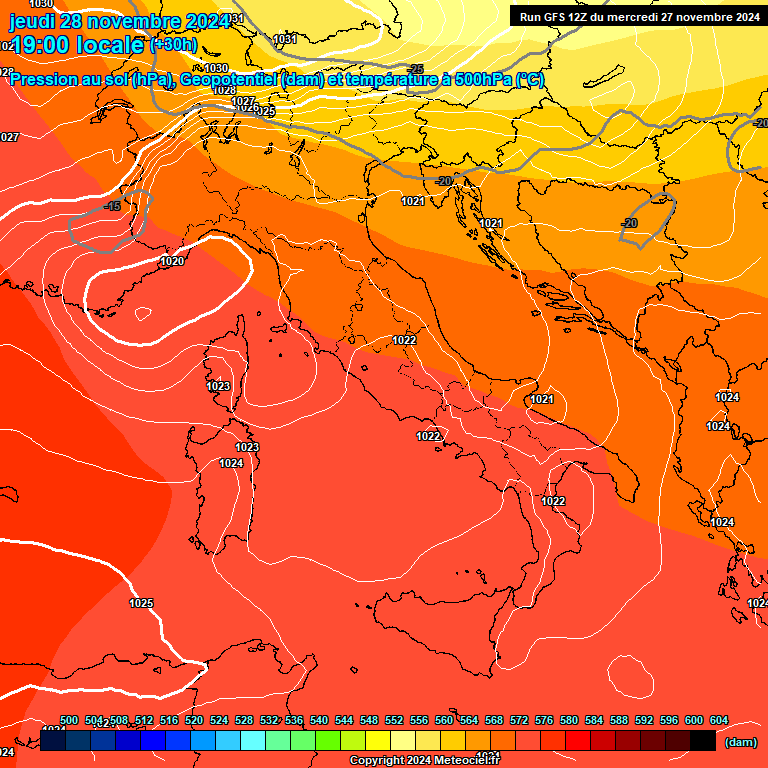 Modele GFS - Carte prvisions 