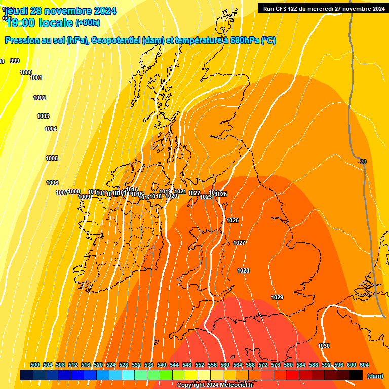 Modele GFS - Carte prvisions 