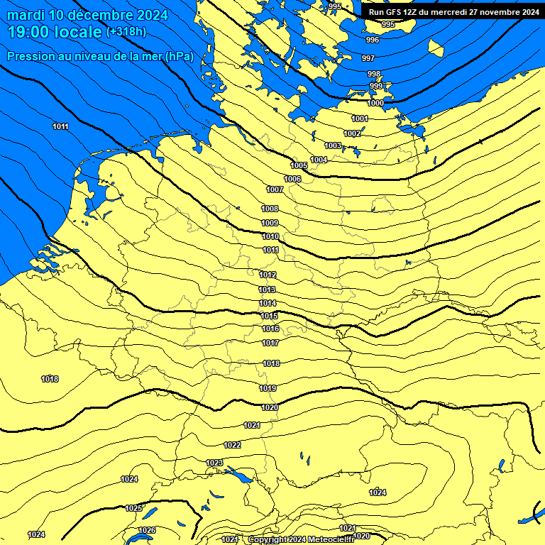 Modele GFS - Carte prvisions 