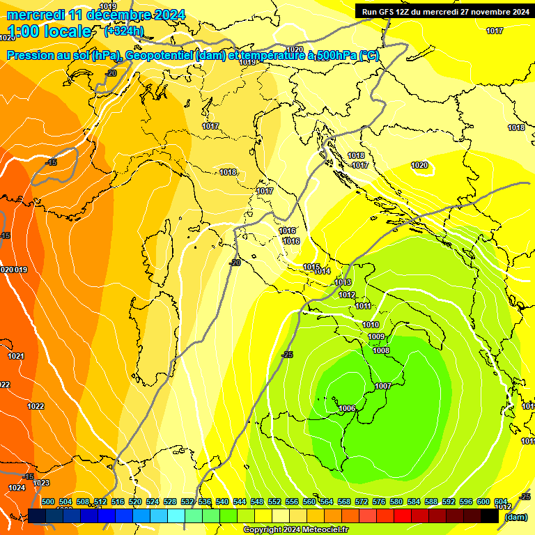 Modele GFS - Carte prvisions 