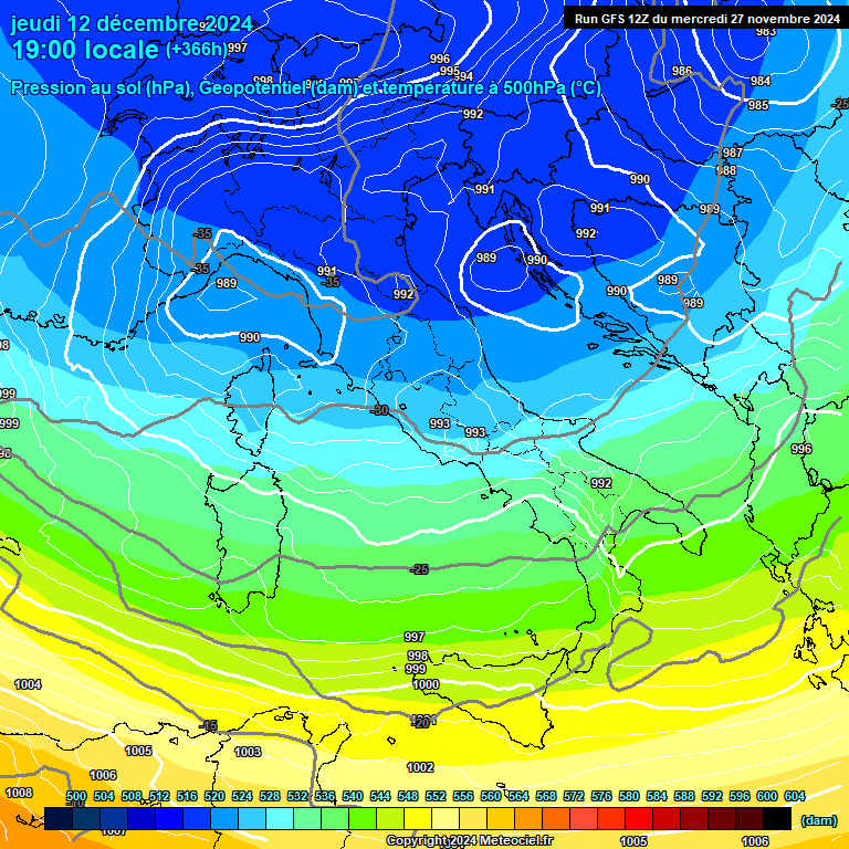 Modele GFS - Carte prvisions 