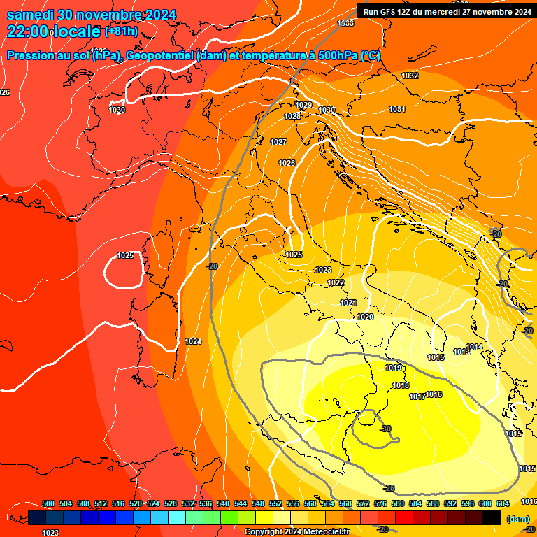 Modele GFS - Carte prvisions 